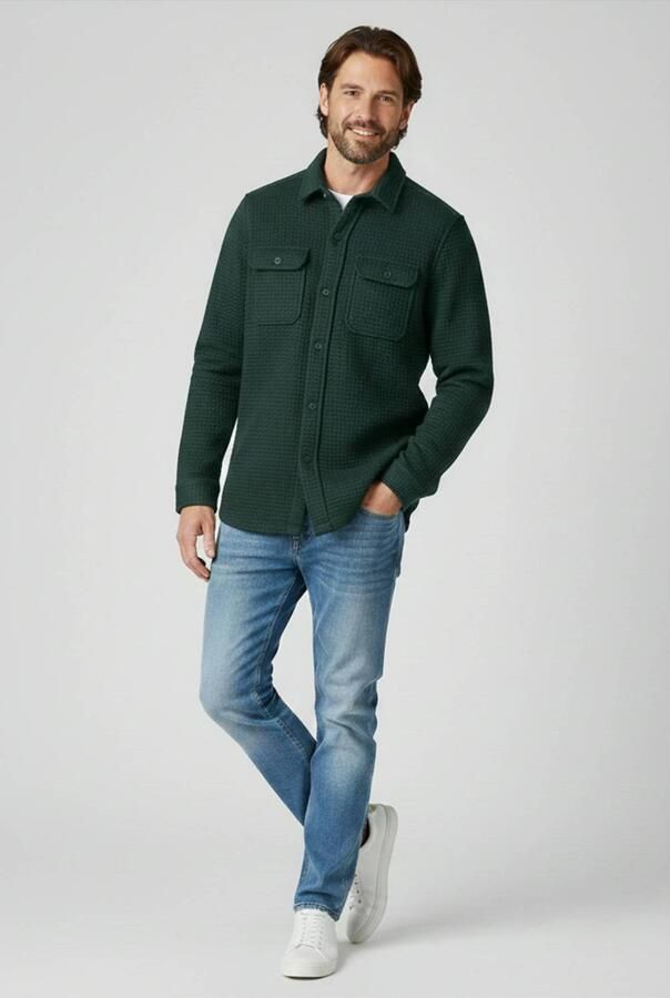 Cars regular fit overshirt met wafelstructuur moss