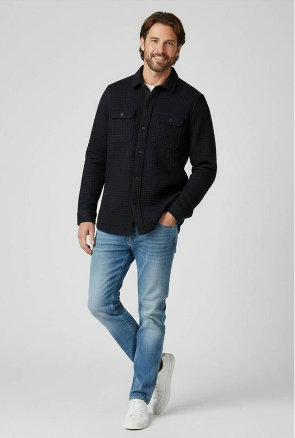 Cars regular fit overshirt met wafelstructuur zwart