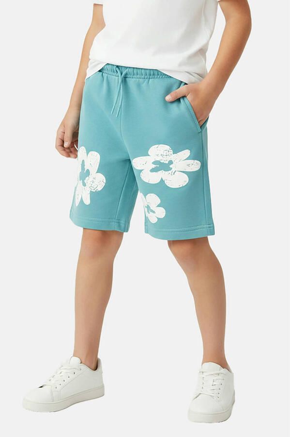 Cars regular waist gebloemde sweatshort lichtblauw