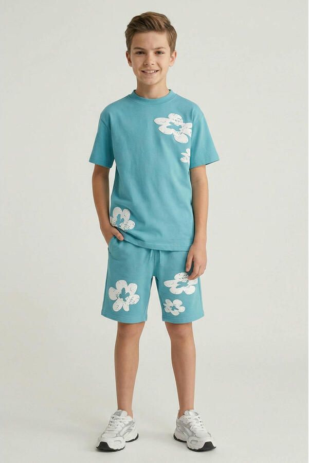 Cars gebloemde T-shirt lichtblauw - Foto 2