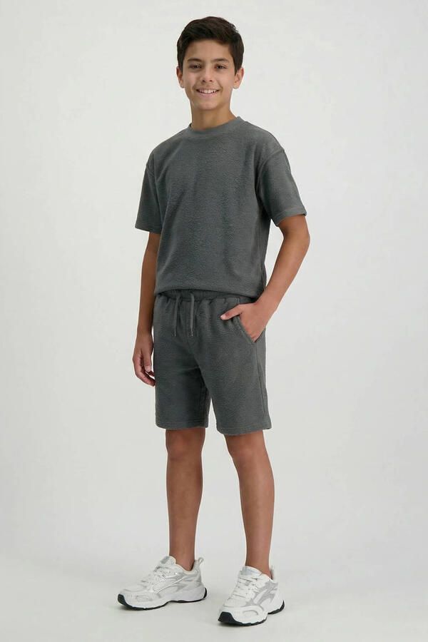 Cars regular waist sweatshort antraciet met textuur - Foto 2