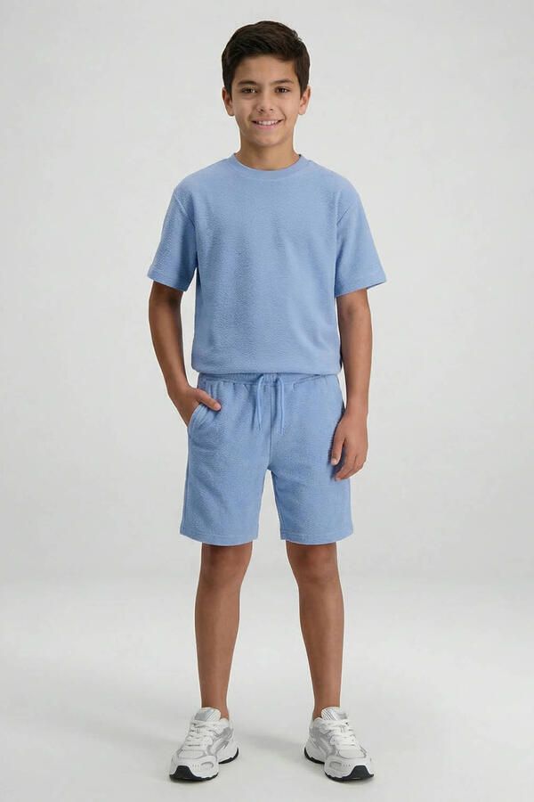 Cars regular waist sweatshort lichtblauw met textuur