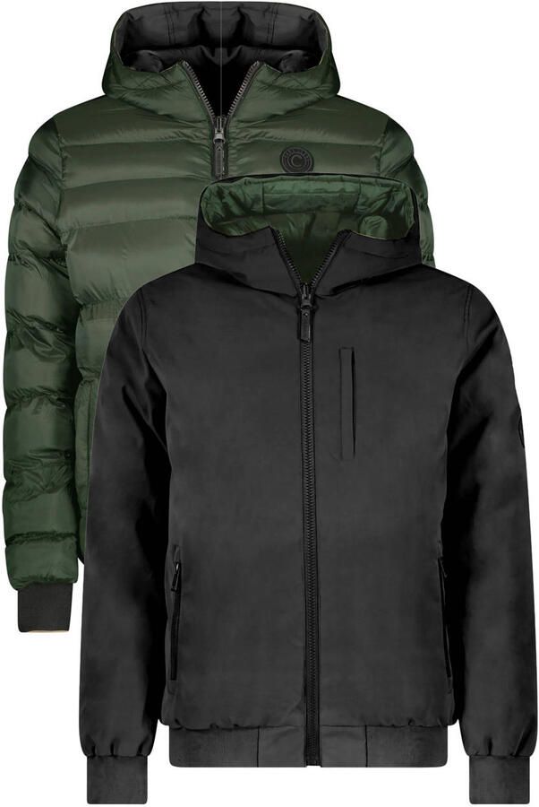 Cars reversible gewatteerde winterjas RUSTHAR armygroen zwart - Foto 3