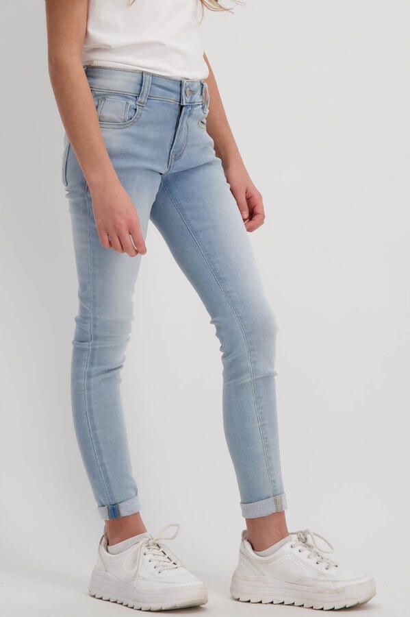 Cars skinny jeans Eliza bleached used Blauw Meisjes Stretchdenim Effen 140