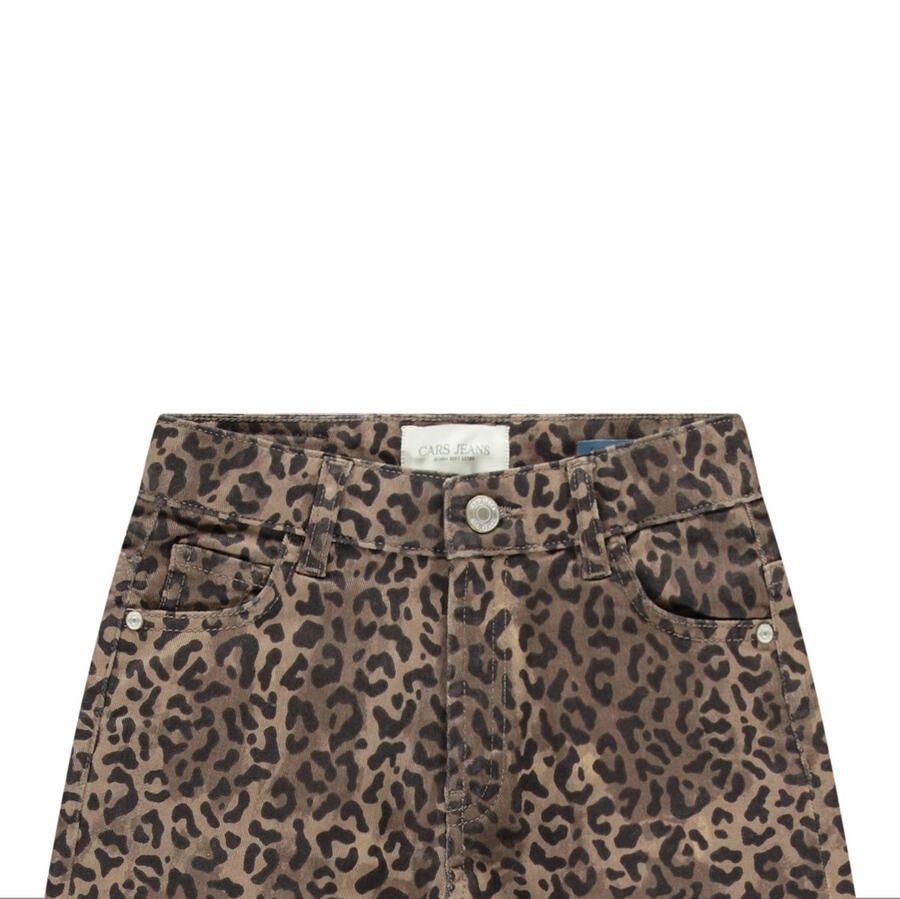 Cars skinny regular waist casual short met panterprint bruin - Foto 2