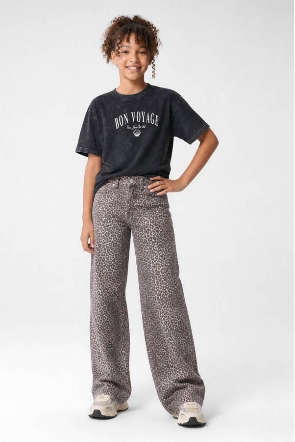 Cars straight jeans high waist bruin Meisjes Stretchdenim Dierenprint - Foto 4