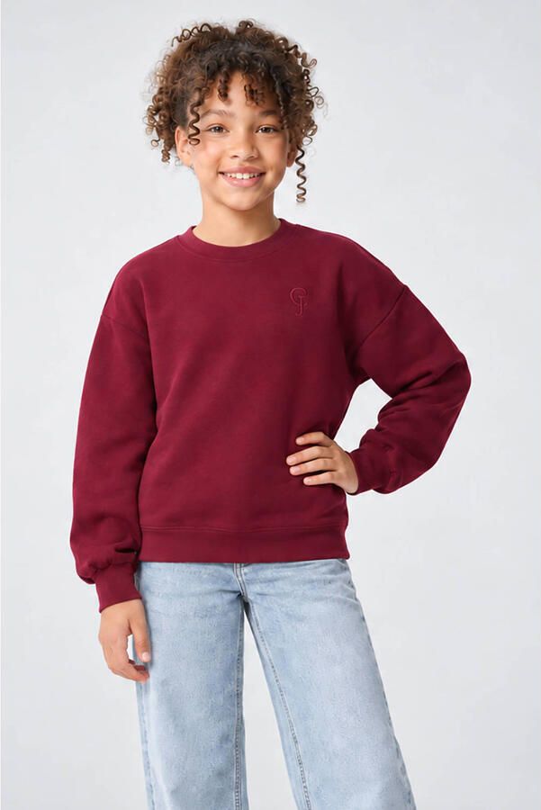 Cars sweater met logo donkerrood Meisjes Polyester Ronde hals Logo - Foto 2