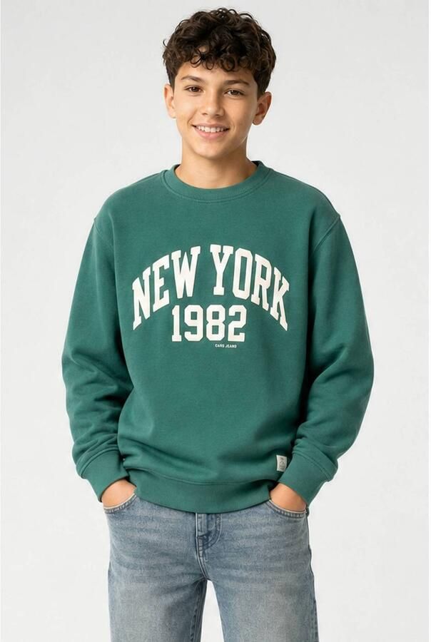 Cars sweater met print donkergroen Printopdruk