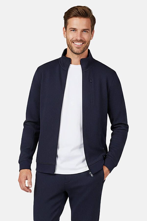 Cars sweatvest met textuur donkerblauw