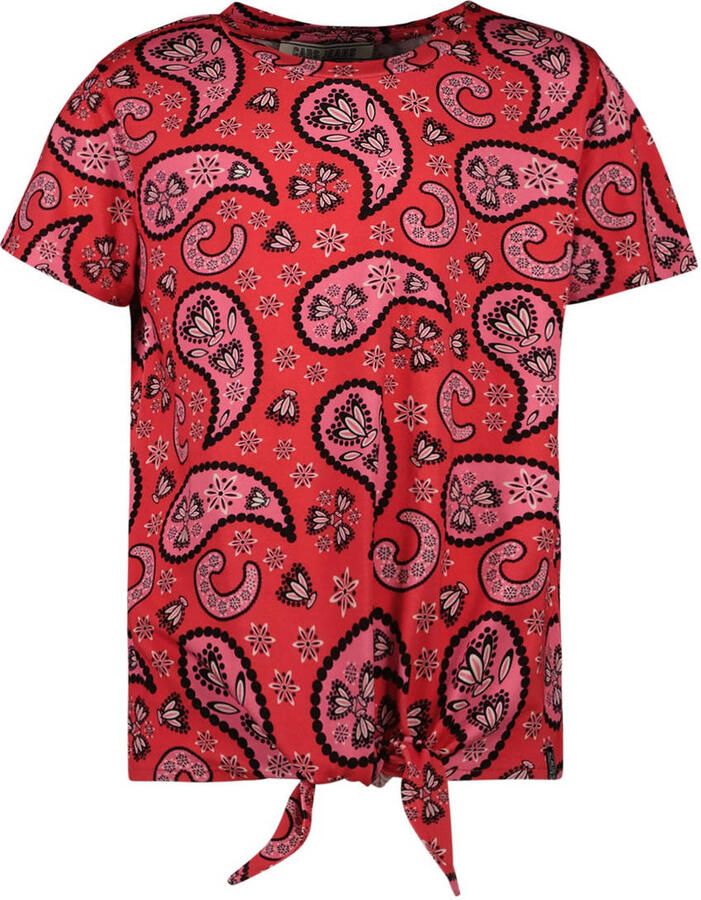 Cars T-shirt RUNA met paisleyprint rood roze zwart Meisjes Viscose Ronde hals 116