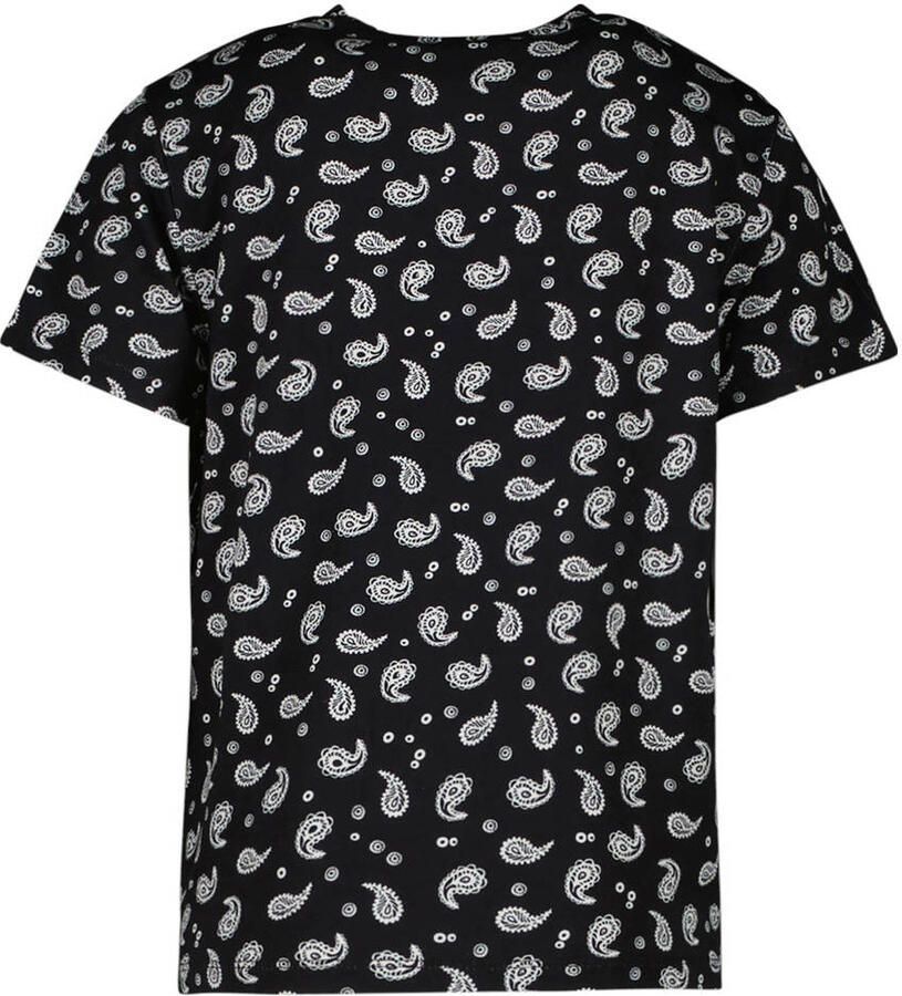 Cars T-shirt RUNA met paisleyprint zwart wit Meisjes Viscose Ronde hals 128