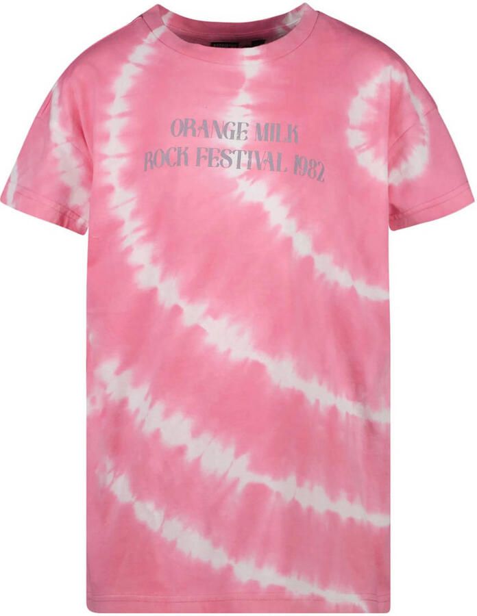 Cars tie-dye T-shirt KAJIA roze wit Meisjes Katoen Ronde hals Tie-dye 116