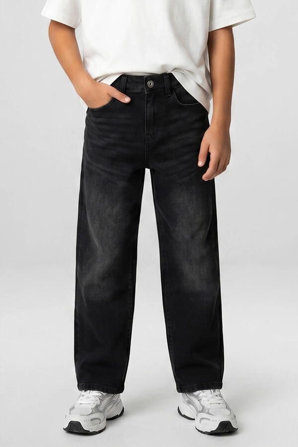 Cars wide leg jeans GARWELL black used Zwart Jongens Denim Effen 122