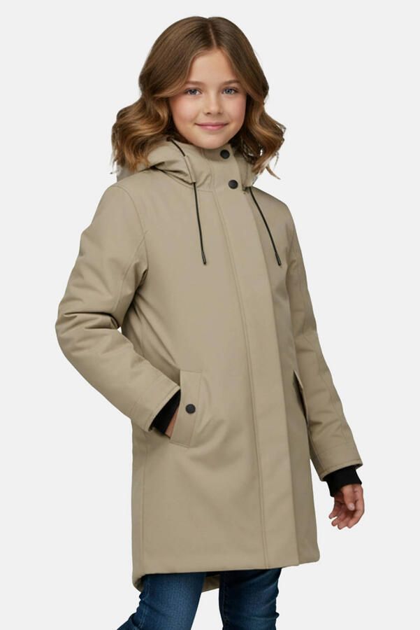 Cars winterjas taupe Bruin Meisjes Polyester Capuchon Effen