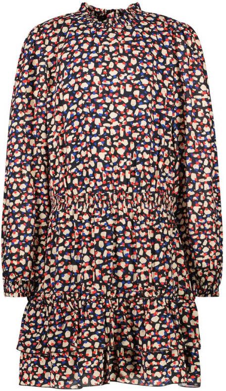 Cars jurk EGDA met dierenprint zwart rood Meisjes Viscose Ronde hals Dierenprint 152