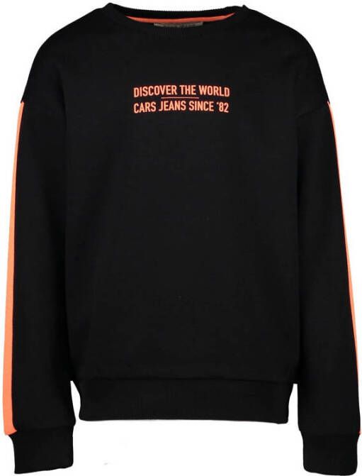 Cars sweater Georgy met contrastbies zwart oranje