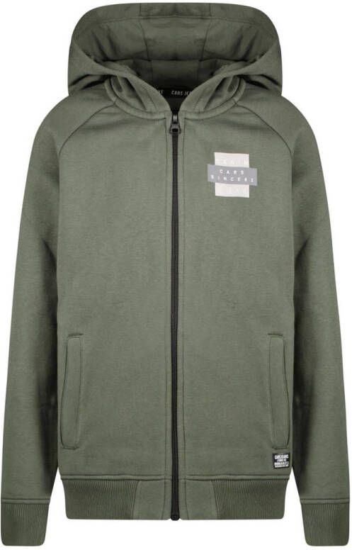 Cars sweatvest met printopdruk army groen