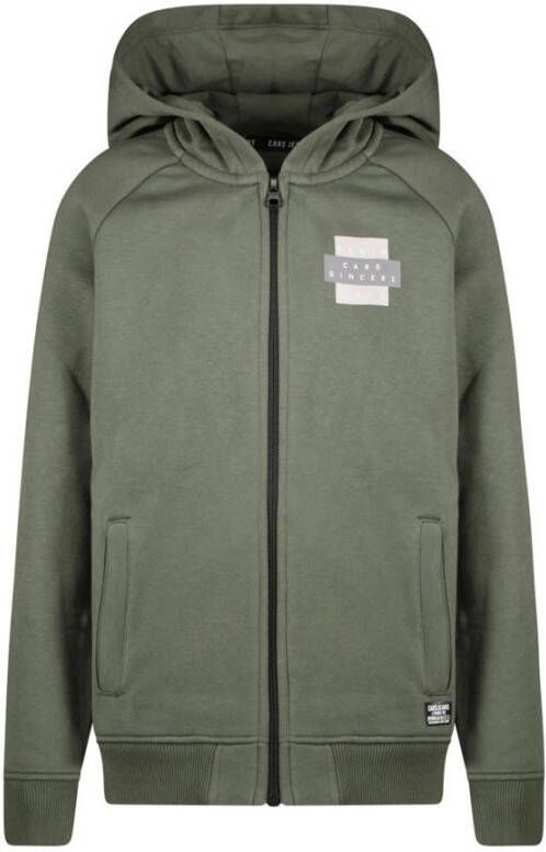 Cars sweatvest met printopdruk army groen