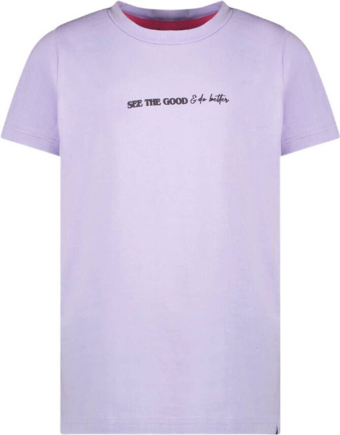 Cars T-shirt CARREY met tekst lila Paars Meisjes Katoen Ronde hals Tekst 128