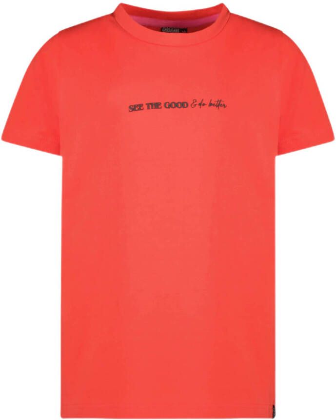 Cars T-shirt CARREY met tekst rood Meisjes Stretchkatoen Ronde hals Tekst 116