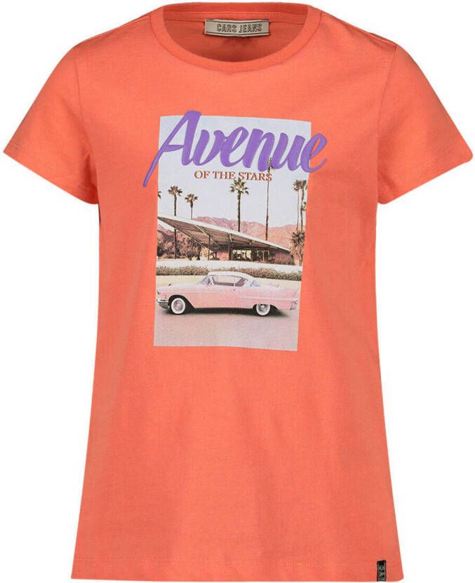 Cars T-shirt met printopdruk zalm Roze Meisjes Katoen Ronde hals Printopdruk 128