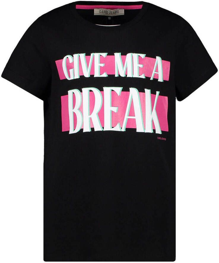 Cars T-shirt met tekst zwart roze Meisjes Katoen Ronde hals Tekst 116