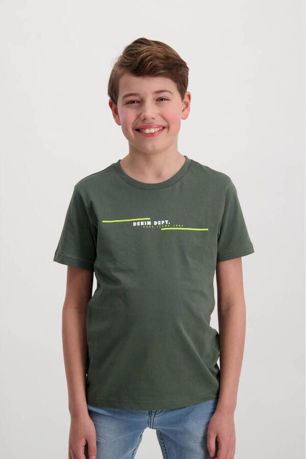 Cars T-shirt SEPPE met tekst army groen Jongens Katoen Ronde hals Tekst 116