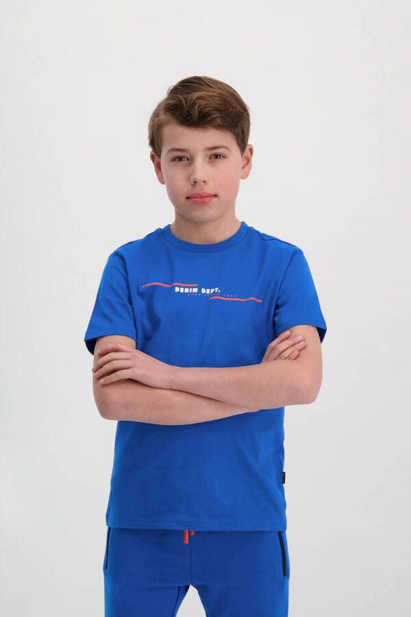 Cars T-shirt SEPPE met tekst kobaltblauw Jongens Katoen Ronde hals Tekst 152