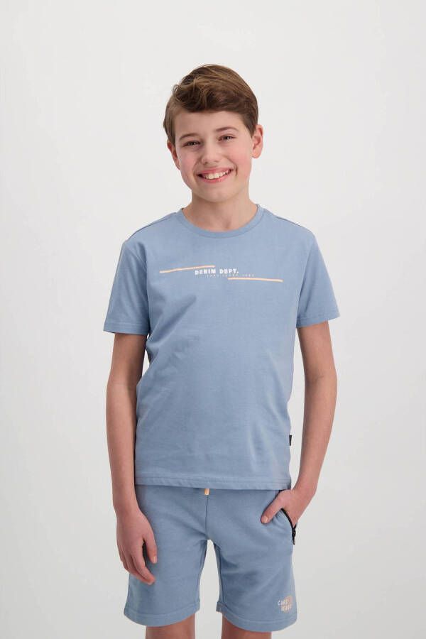 Cars T-shirt SEPPE met tekst lichtblauw Jongens Katoen Ronde hals Tekst 128