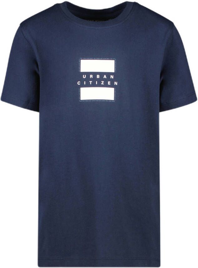 Cars T-shirt UNO met printopdruk donkerblauw Jongens Katoen Ronde hals 116