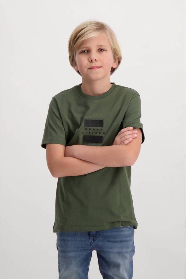 Cars T-shirt UNO met printopdruk olijfgroen Jongens Katoen Ronde hals Printopdruk 140