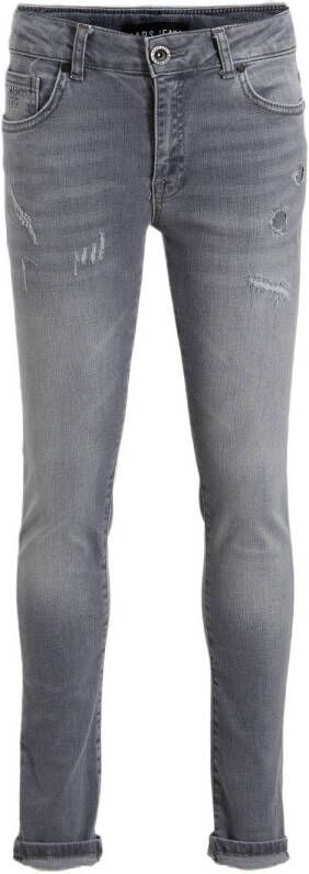 Cars tapered fit jeans BATES met slijtage grey used Grijs Jongens Stretchdenim 116
