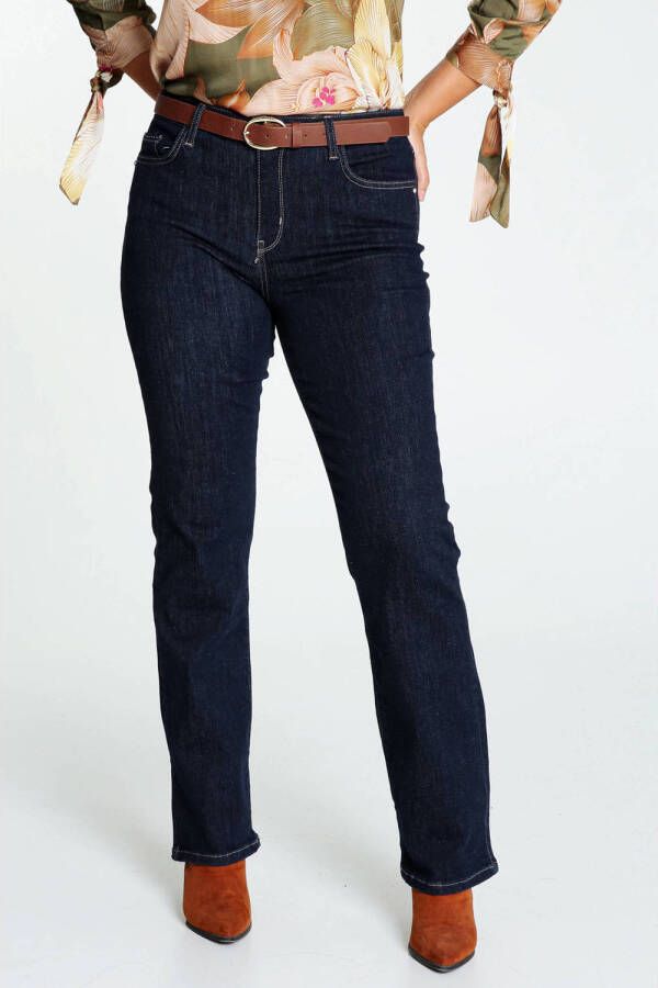 Cassis regular jeans met borduursels dark blue denim