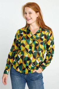 Cassis blouse met all over print groen lime oranje