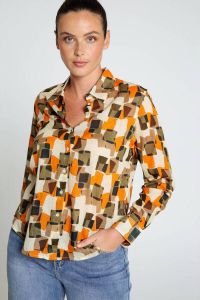 Cassis blouse met all over print oranje bruin