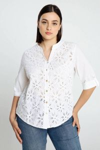 Cassis blouse met broderie wit