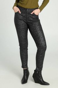 Cassis cropped skinny broek met dierenprint zwart grijs
