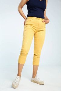 Cassis gebloemde cropped slim fit broek geel