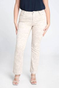 Cassis high waist flared jeans met paisleyprint ecru