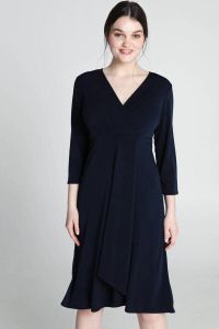 Cassis jurk met plooien donkerblauw