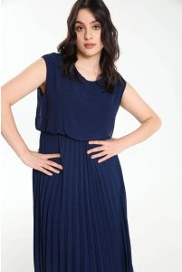 Cassis maxi jurk met krijtstreep donkerblauw