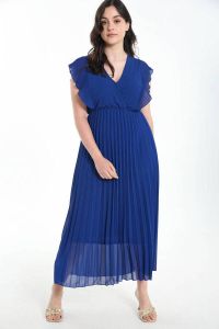 Cassis maxi jurk met volant blauw