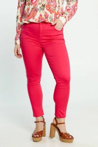 Cassis slim fit jeans met borduursels roze