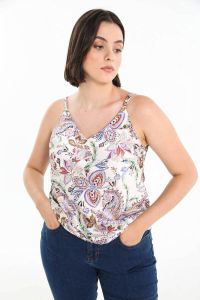 Cassis top met all over print wit