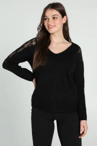 Cassis trui met kant zwart