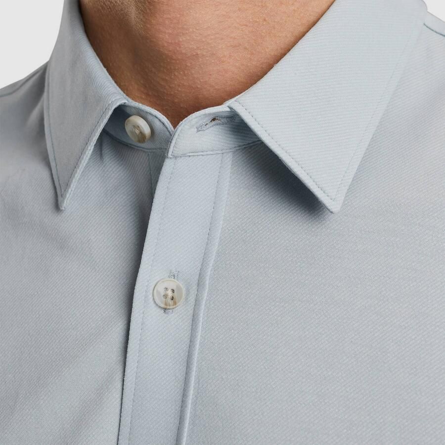 CAST IRON Heren Overhemden Long Sleeve Shirt Twill Jersey 2 Tone Blauw - Foto 5