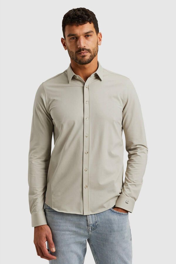 CAST IRON Heren Overhemden Long Sleeve Shirt Twill Jersey 2 Tone Zand - Foto 7