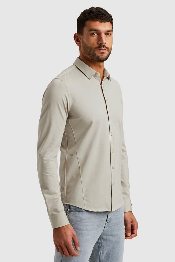 CAST IRON Heren Overhemden Long Sleeve Shirt Twill Jersey 2 Tone Zand - Foto 6