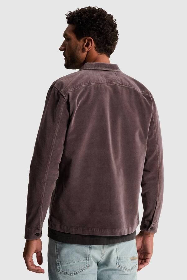 Cast Iron fluwelen regular fit overshirt donkerpaars - Foto 3