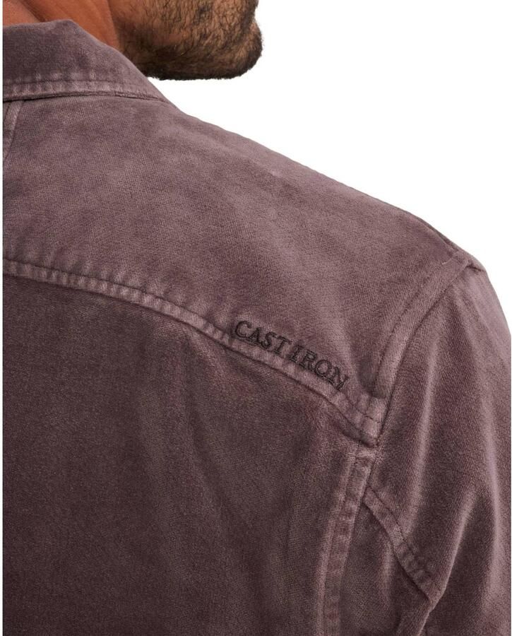 Cast Iron fluwelen regular fit overshirt donkerpaars - Foto 2